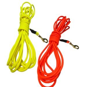 Traílla Biothane redondo 10 Mts. alta visibilidad con mosquetón metálico