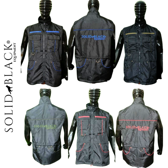 Chaleco de Entrenamiento Solid Black con Bolsillos Combinables Frontales