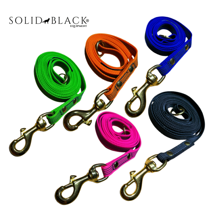 Trailla Antideslizante 1.20m x 1.5cm (Presentación) con Mosquetón y Anilla de Bronce – Solid Black