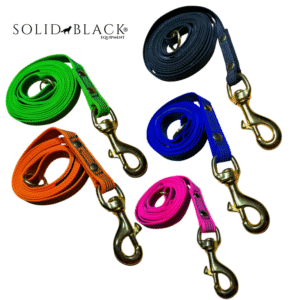 Trailla Antideslizante 1.60m x 1.5cm con Mosquetón y Anilla de Bronce – Solid Black