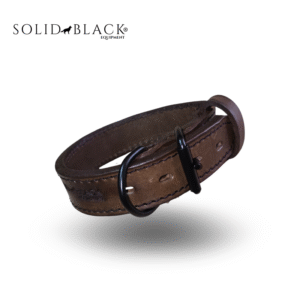 Collar de Cuero Fijo 40 mm Solid Black – Doble Lonja