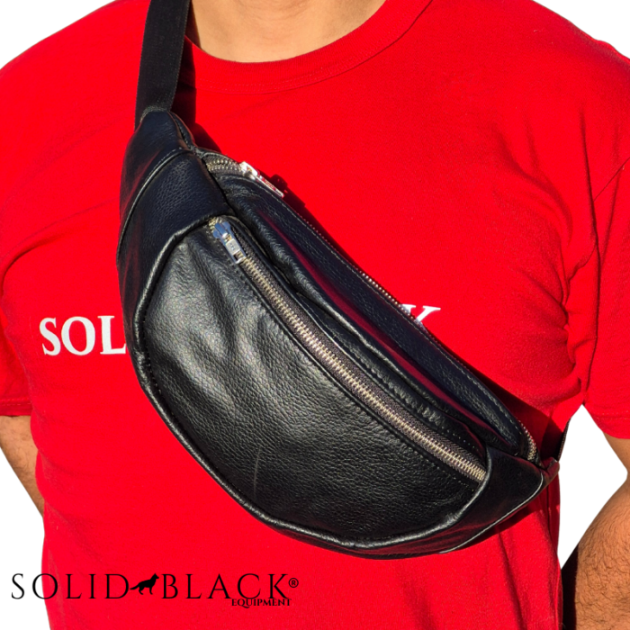 Riñonera de Cuero Men Modelo Egipto Solid Black – Uso Urbano y Entrenamiento