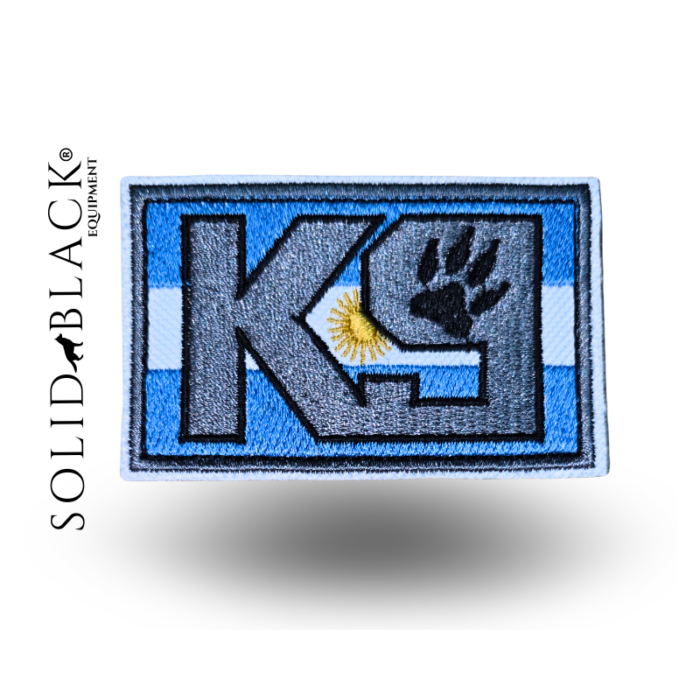 Parche Bordado K9 con Bandera Argentina y Velcro 8 x 5 cm
